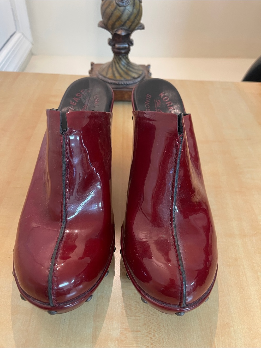 Kork-Ease, Burgundy Patent Leather, 4 inch Clogs, Size: 8 US / 39 EU